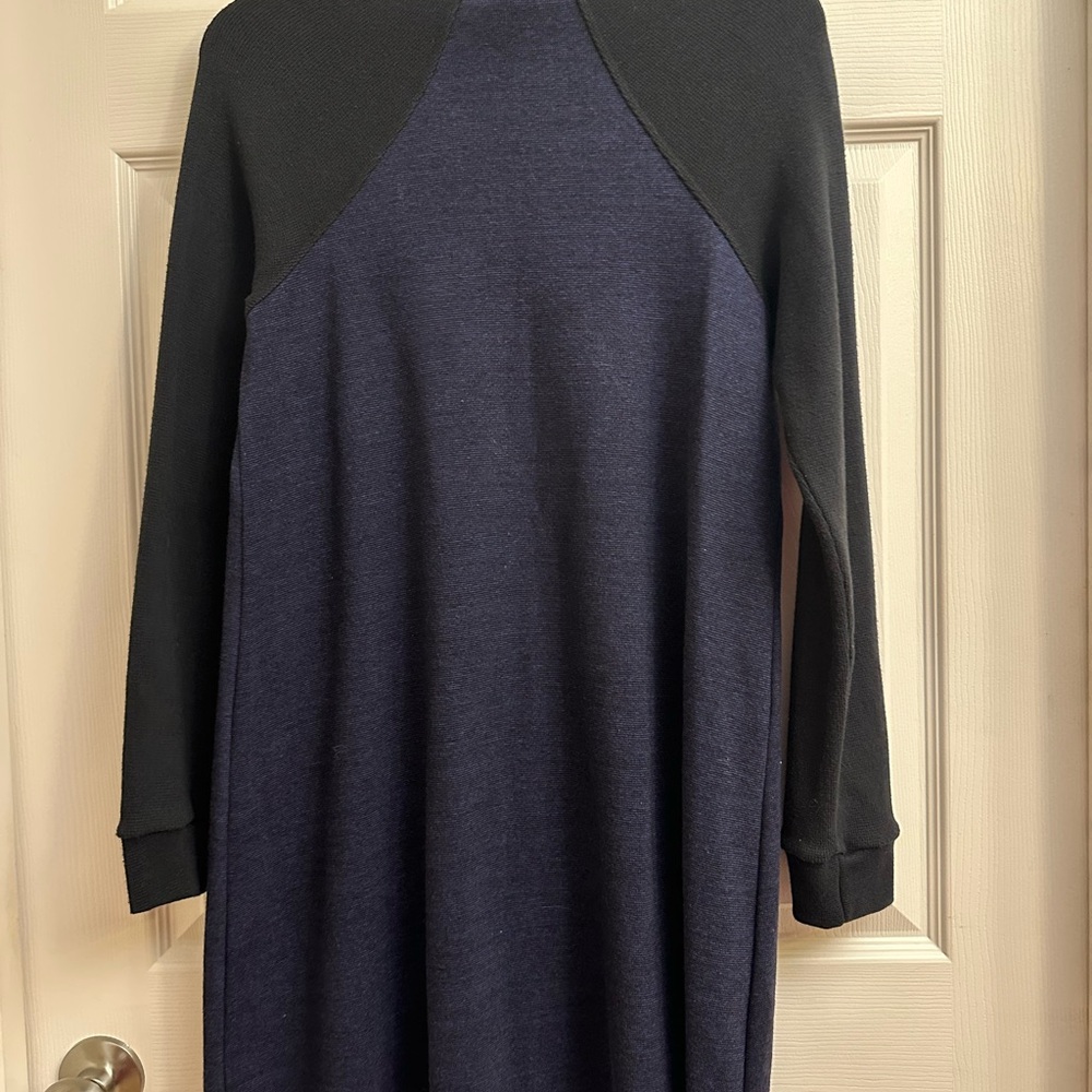 Elegant Long Sleeve Dress - Black and Blue